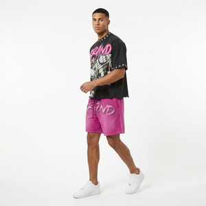 Custom Screen Printing Rhine Stone Sun Fade T Shirt & Short Set Fully Trending Design 100% Cotton Fabric Tee Set For Unisex - Product Image 5