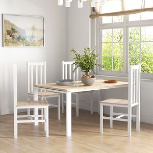 Set di 4 Sedie da Pranzo in Legno di Pino Bianco con Braccioli, Stile Rustico per Cucina e Sala da Pranzo, con Schienale a Doghe - Product Image 2