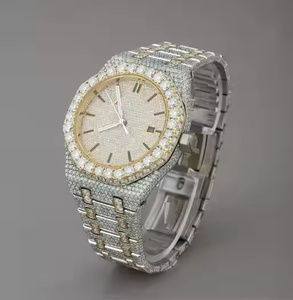 Men's Luxury Fashion <b>Coin</b> Moissanite Watch Simple Iced Style Quartz Analog Stainless Steel <b>Case</b> for Gift - Product Image 2
