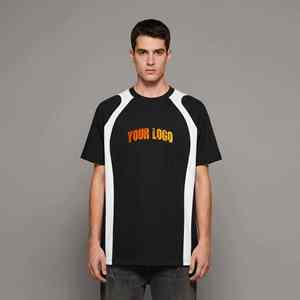 Hot Selling Custom Made Heavyweight 100% Cotton Oversized Color Block T-<b>Shirt</b> Summer Wear Breathable Crew Neck Tee <b>Shirt</b> - Product Image 1