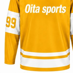 Maillot de hockey sur glace jaune pour hommes, chemise de sport athlétique en Polyester à manches longues, vêtements d'entraînement et de match pour équipe - Product Image 6