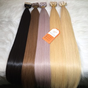 Venta al por mayor de cinta de doble estiramiento de la cutícula virgen alineada en extensiones de cabello humano vietnamita crudo 20 "26" 28 "estilo ondulado y Yaki - Product Image 2