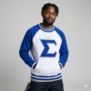 เสื้อสเวตเชิ้ตคอกลมผ้าฟลีซสีน้ำเงิน Phi Beta Sigma แบบไม่บุซับใน ล้างสีแบบ Acid Wash สำหรับทุกเพศ ใส่ได้ในฤดูใบไม้ผลิ ผลิตตามแบบ OEM สำหรับวิทยาลัย ผ้าฝ้ายแท้ 100% สีพื้น - Product Image 1