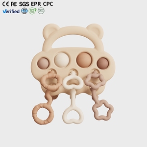 Bear - Shaped Stretchy <strong>Silicone</strong> Stroller <strong>Toy</strong>, <strong>Pull</strong> - Out Activity <strong>Toy</strong> with Teething Beads, Baby Car Seat Hanging Sensory <strong>Toy</strong> - Product Image 1