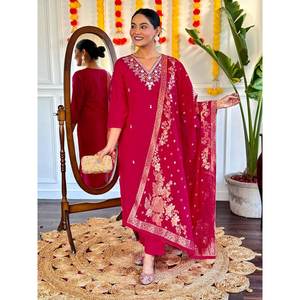 Hermoso Salwar Kameez de Algodón para Fiestas, Talla XL, Parte Superior e Inferior con Dupatta - Product Image 4