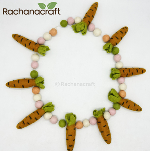 Handmade Wool Felt Carrot Garland Eco-Friendly <b>Easter</b> Pom Pom Banner Mantel Decor Spring Nursery Decorations Wall Hanging - Product Image 1