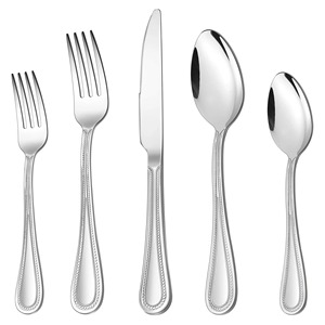 Ensemble de couverts classiques en acier inoxydable, finition miroir, fourchette, cuillère, couteau, style occidental, pour mariage, kit de 4 pièces - Product Image 1