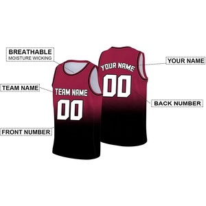 Maillot de basket-ball personnalisé dégradé bordeaux-noir, nom d'équipe n°00, impression sublimée, unisexe, sans manches, uniforme de sport régulier pour adulte - Product Image 6