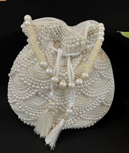 Sac à main élégant pour femme, mini sac potli orné de perles, doublure en satin, cordon de serrage, pochette de soirée par Elite Craft Studio - Product Image 6