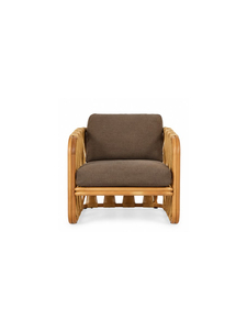 Sillón Moderno Tapizado con Patas de Madera, Cubierta de Tela, Diseño Minimalista para Sala de Estar, Muebles para el Hogar - Product Image 1