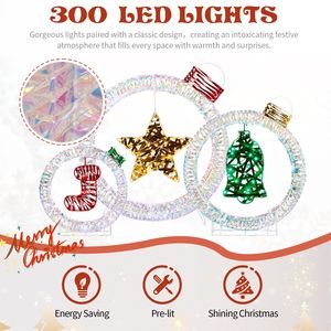 Set di 3 Decorazioni Natalizie a Forma di Lampadina Iridescente, Pre-Illuminate con 295 LED Bianchi per Decorazioni Festive Natalizie - Product Image 5