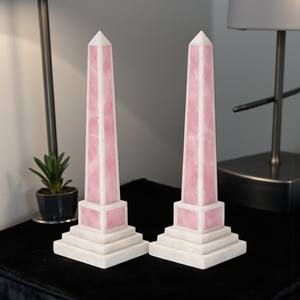 Vente en gros : Paire d'obélisques décoratifs en cristal de quartz rose écologique, faits à la main, pour Reiki, Feng Shui et Thanksgiving - Product Image 2