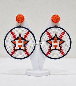 Pendientes artesanales con cuentas de los Astros de Houston, joyería personalizada para el día del partido, pendientes llamativos con cuentas de semillas para mujer - Product Image 3