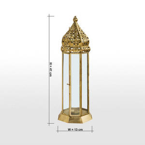 Moroccan Style Wholesale Moroccan <b>Gold</b> Metal Candle Holder <b>Lantern</b> for Ramadan Tabletop and Floor Decorations - Product Image 6