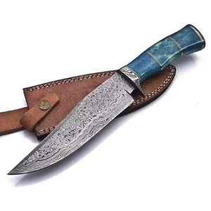 Cuchillo de Hoja Fija de Acero de Damasco con Mango de Madera, DIY OEM, para Camping, Punto Caído, Garantía de 3 Años, Compacto, para Caza al Aire Libre - Product Image 1