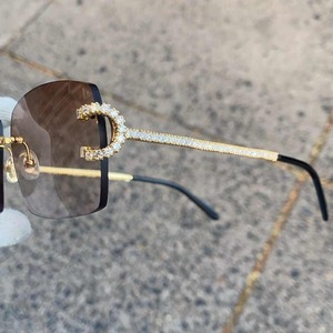 Top Selling Diamond Sunglasses Rimless Fashion <b>Eyewear</b> with Sparkling Jewelry Detail for Men and Women Available At Good Price - Product Image 4