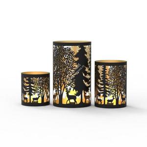Laser Cut Xmas Tree Deer Designing Metal <b>Hurricane</b> Table Display Iron Tealight <b>Candle</b> Holder Christmas Lantern For Decoration - Product Image 1
