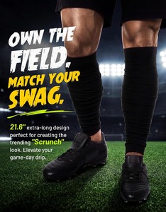 Wholesale Men Scrunch Calf Compression Sleeves Football Soccer Shin Guard Holder Turf Protection OEM Custom Sportswear Teamwear - Product Image 4