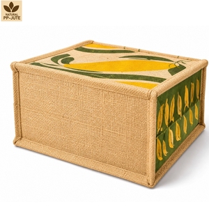 Custom Printed Jute Grocery <b>Bag</b> with Inside PP Lamination Cotton Handles <b>Reusable</b> Wholesale Totes OEM ODM Private Label Exporter - Product Image 3