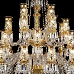 Lustre en cristal importé, 36 lumières, luxe, doré, pour hôtel, villa, maison, salon - Product Image 5