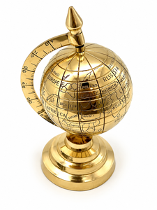 <b>Antique</b> Brass World Globe Decorative Vintage Desk <b>Ornament</b> Metal Stand Geographic Map Globe Home Office Study Library Decoration - Product Image 2