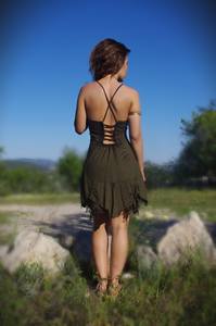 Robe en Viscose Bleu Elfe Tendance 2026 – Tenue de Fête Bohème Féerique pour Femme avec Dentelle, Idéale pour l'Été - Product Image 3