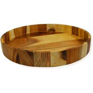 Plateau de service ovale en bois d'acacia de luxe avec poignées sculptées, design minimaliste, vaisselle écologique, logo personnalisé, Ramadan, Eid - Product Image 2