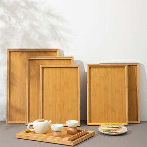 <b>Bamboo</b> Rectangular Serving Tray Set Minimalist Design Durable Tea <b>Table</b> Mat Party Home Use - Product Image 1