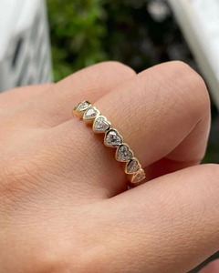 Anillo de Eternidad de Oro, Banda con Diamantes Cultivados en Laboratorio, Anillo de Boda Semimontado, Banda de Oro Apilable para Mujer - Product Image 1