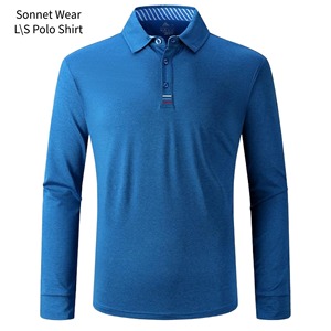 เสื้อโปโลแขนยาวผู้ชาย สีฟ้าอ่อน สีพื้น ดีไซน์กระเป๋าแบบลำลอง ทรงปกติ - Product Image 6