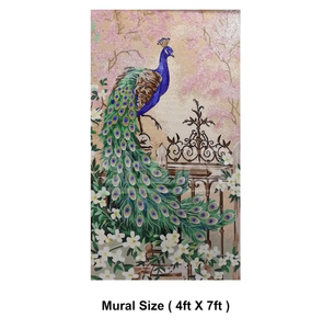 Mosaïque Murale Élégante Paon en Verre 10mm d'Épaisseur, Pièces Découpées à la Main, Classique Traditionnelle, Écologique, Résistante à l'Eau, pour Hôtels et Écoles - Product Image 5