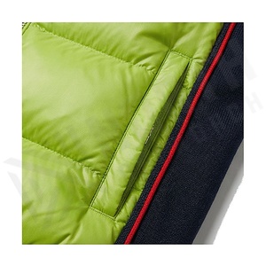 Hooded Quilted Jacket Green Full Sleeve Winter Windproof Polyester Wadding Regular Length Zipper Closure Contrast Color - Product Image 5