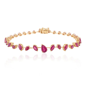 18K <b>Ruby</b> Fashion Tennis <b>Bracelet</b> Contemporary Pear & Marquise Cut - Product Image 1