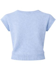 Suéter de Punto sin Mangas para Mujer, Color Azul Cielo, Personalizado, Suave y Ligero, Cuello Redondo, Informal, Chaleco de Verano, Elegante y Moderno - Product Image 3