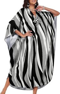 V Neck Maxi Abaya <b>Dress</b> Long Sleeve <b>Loose</b> Fit Asymmetrical Hem Geometric Pattern Women's Daily Wear Polyester Modest Style - Product Image 6