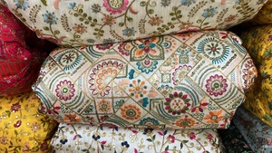 High Quality Breathable Jacquard Mono Banglori Embroidered <b>Fabric</b> Smooth Medium <b>Weight</b> Silk Blend Intricate Wedding - Product Image 3