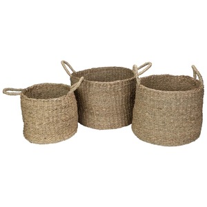 Ensemble de 3 paniers en jonc de mer naturel, faits à la main, paniers de rangement, vente en gros, écologiques, fabriqués au Vietnam - Product Image 5