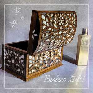 Boîte à bijoux en bois de luxe avec incrustations, organisateur décoratif fait main pour bijoux, accessoires, souvenirs et décoration élégante pour la maison - Product Image 5
