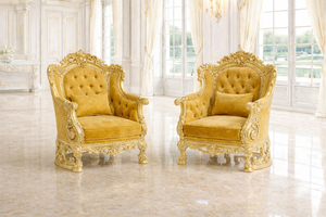 Luxury European Style 5 Seater <b>Sofa</b> Set in Gold Finish Teak Wood <b>Sofa</b> With Center Table Antique Style <b>Living</b> <b>Room</b> Collection USA - Product Image 3