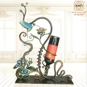 Wholesale Wrought Iron <b>Wine</b> <b>Rack</b> 100% Handcrafted Flower Leaf Decorative Single Bottle Holder Vintage Luxury Home Decor - Product Image 1
