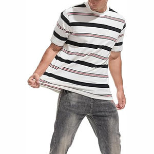 T-shirt décontracté à manches longues et col rond pour homme, coupe classique, blanc, noir, rouge, tissé, 100 % coton, séchage rapide, respirant - Product Image 5