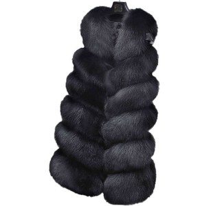 Gilet en fausse fourrure de renard pour femme AL SWANS INTERNATIONAL, sans manches, épais, chaud, pour l'hiver, col amovible, couleur unie, luxe - Product Image 4