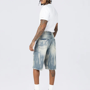 Hot Selling High Street Best Fashion Elastic Waist <b>Men</b> Denim Shorts High Quality Custom Design and Logo Printed <b>Men</b> Denim Short - Product Image 2