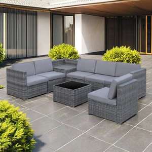 Moderno 8 PCS Interior/Exterior Rattan Garden Sofa Set Precio razonable Nuevos muebles de ratán para sala de estar Hotel Villa Patio - Product Image 1