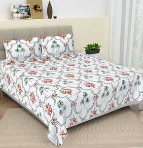 100% Cotton Jaipuri Hand Crafted Bedsheet With <b>Pillow</b> Cover Set Hand Block Printed with Handmade Bedsheet Border Design - Product Image 1