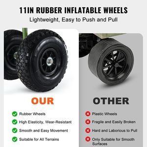Carrello da Pesca Pieghevole con Capacità di Carico di 136 kg, Ruote Grandi da 11 Pollici, Pneumatici in Gomma Resistente e Portacanne da Spiaggia - Product Image 3