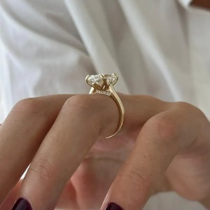 Bague de fiançailles en forme de tulipe avec diamant de laboratoire, or 14 carats jaune, blanc et rose, tendance, certifiée IGI pour femme - Product Image 2