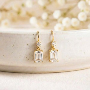 Boucles d'oreilles pendantes en topaze blanche et CZ en argent sterling 925 ou plaqué or 18 carats, bijoux fins minimalistes, cadeau élégant pour femmes - Product Image 5