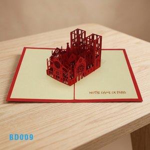 Carte pop-up 3D Notre-Dame de Paris, artisanale et personnalisée, en papier découpé rouge, objet de collection, décoration intérieure BD009 - Product Image 5