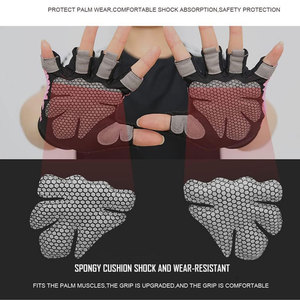 Gants de musculation unisexes en cuir/néoprène à demi-doigts, respirants, imperméables, avec longue sangle de poignet, équipement de fitness pour la gym, vente en gros - Product Image 3